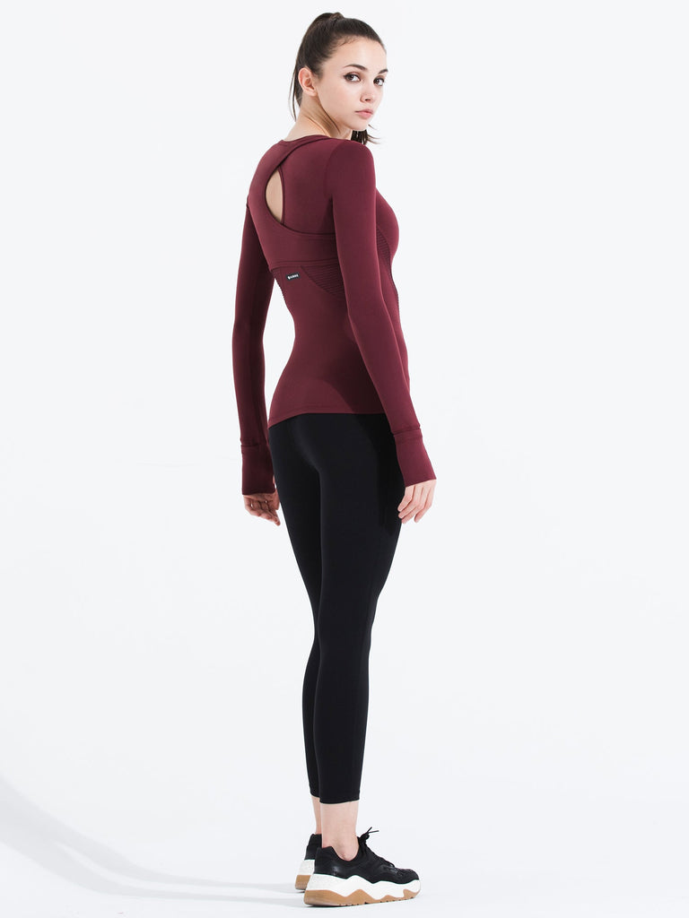 VORTEX LONG SLEEVE TEE, BORDEAUX