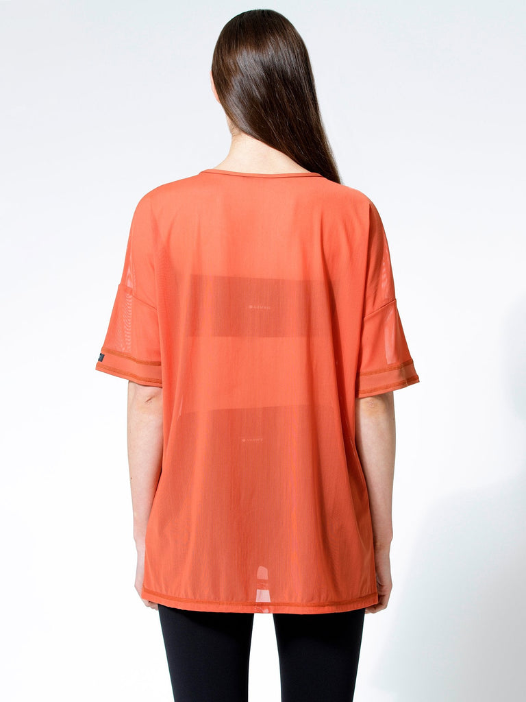 OVERSIZED MESH TEE, MAPLE