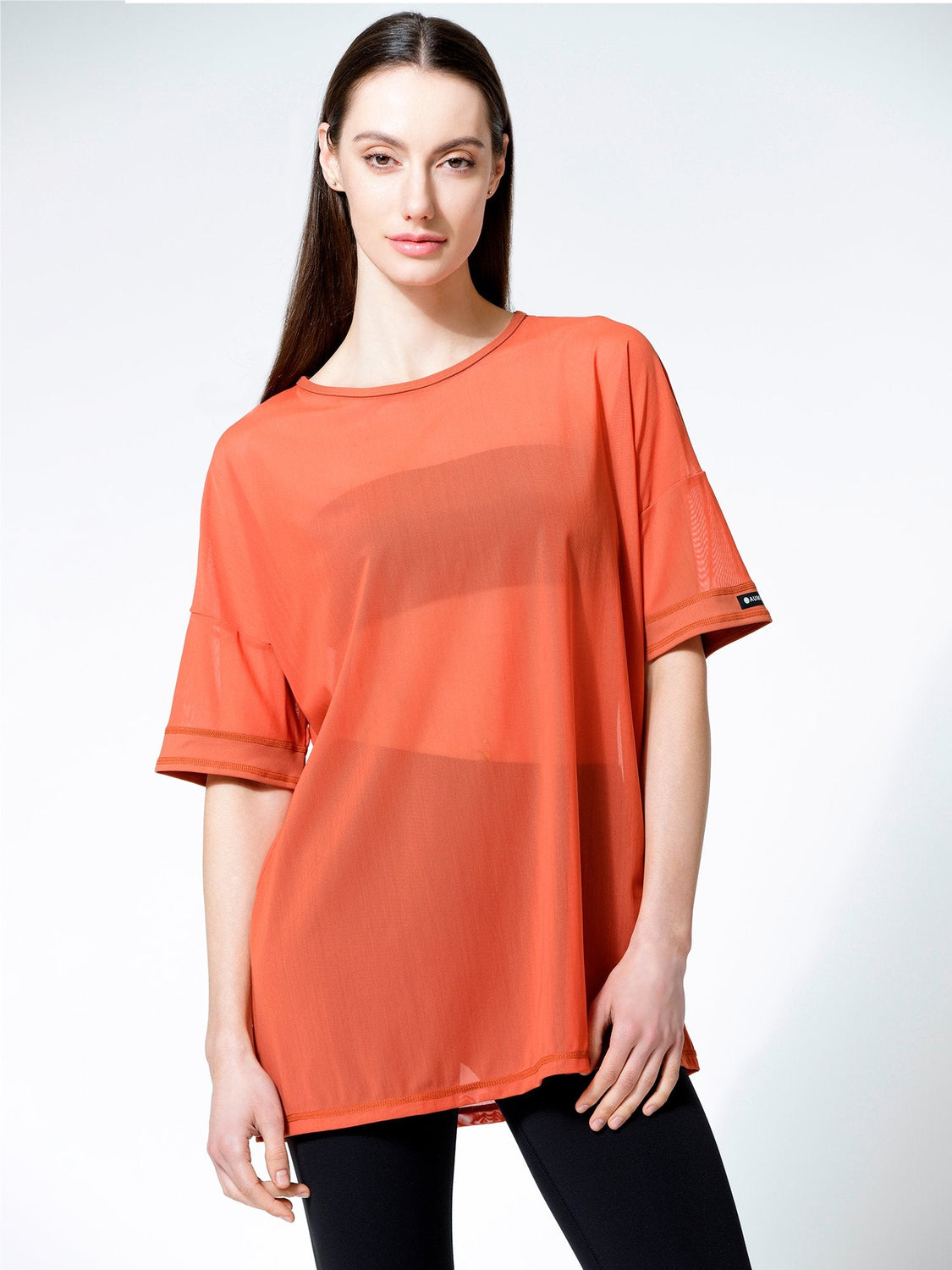 OVERSIZED MESH TEE, MAPLE