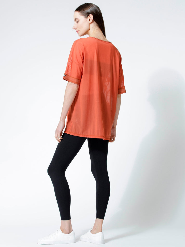 OVERSIZED MESH TEE, MAPLE