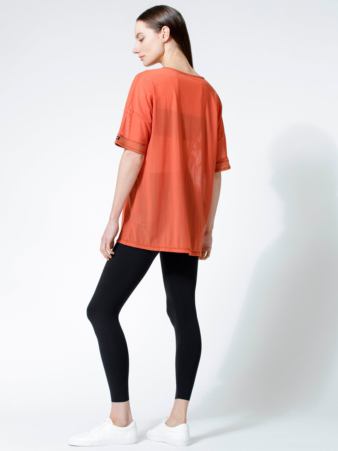 OVERSIZED MESH TEE, MAPLE