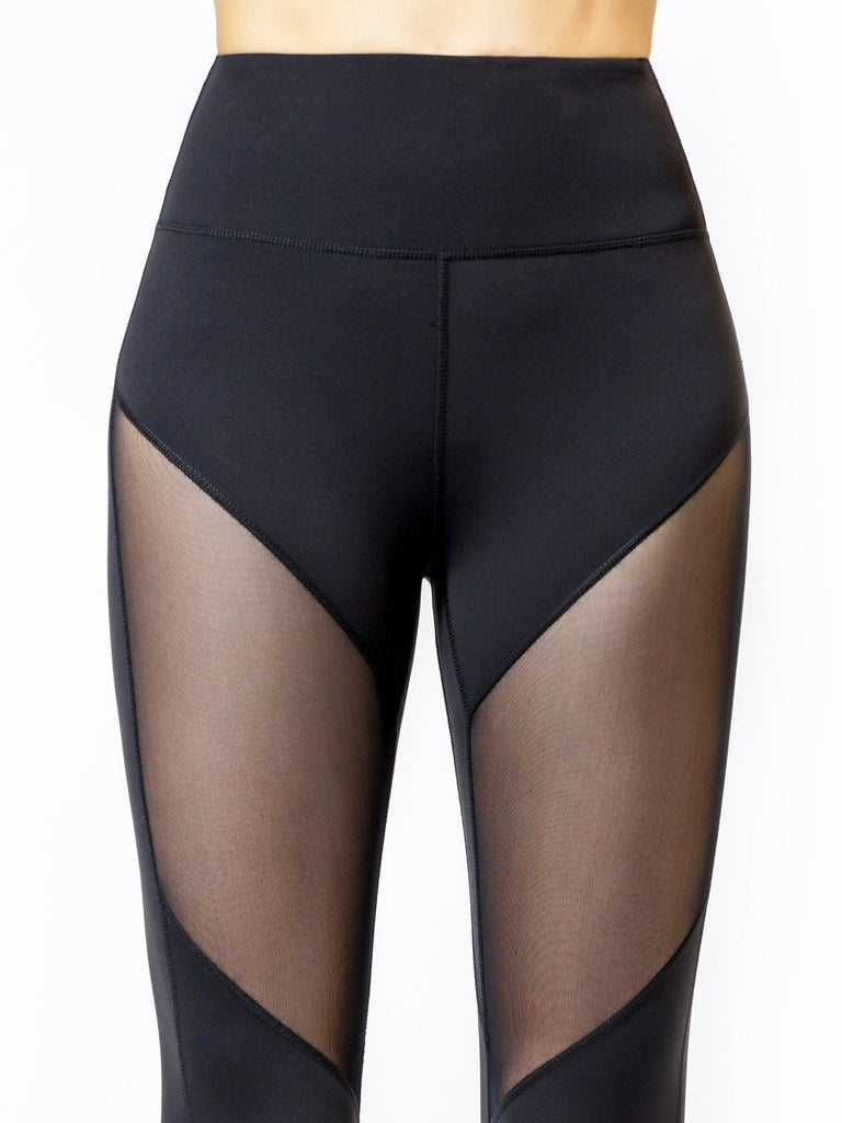 NUDE FRONT MESH ANKLE CROPS, BLACK