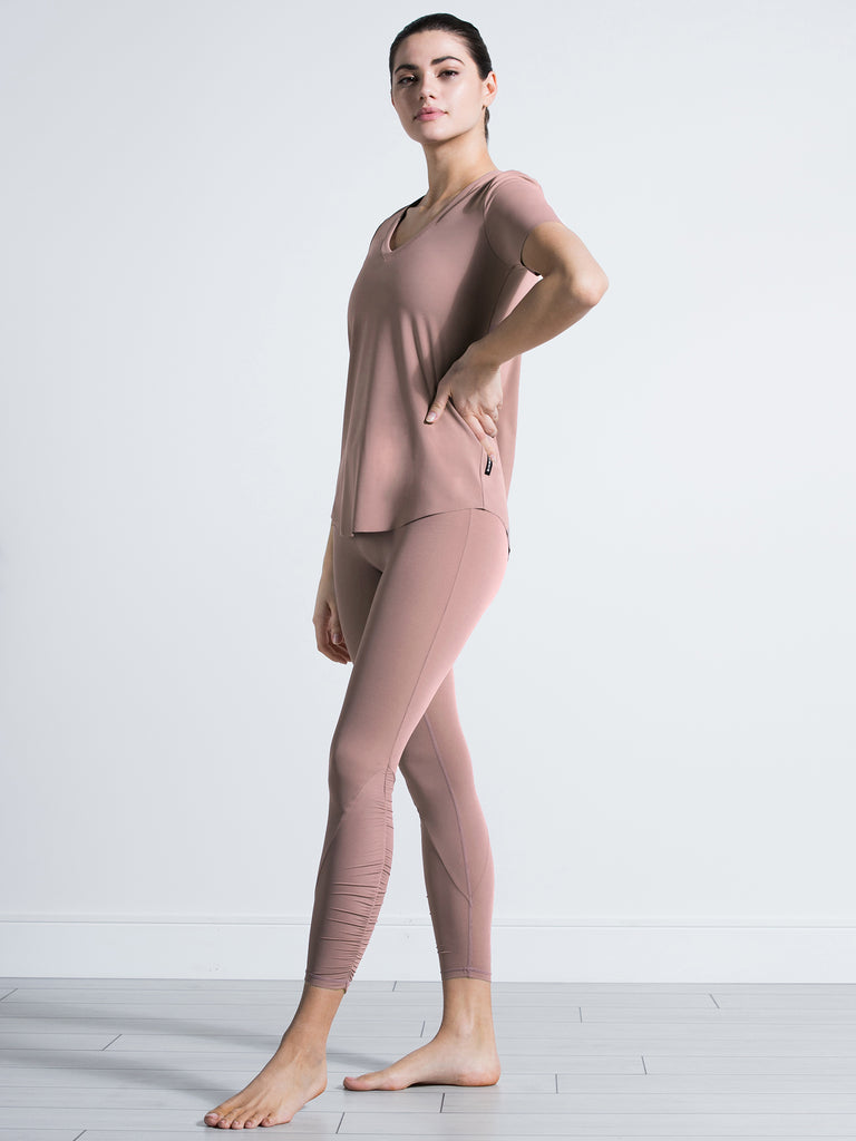 RUCHED NUDE PANTS, ASH MAUVE