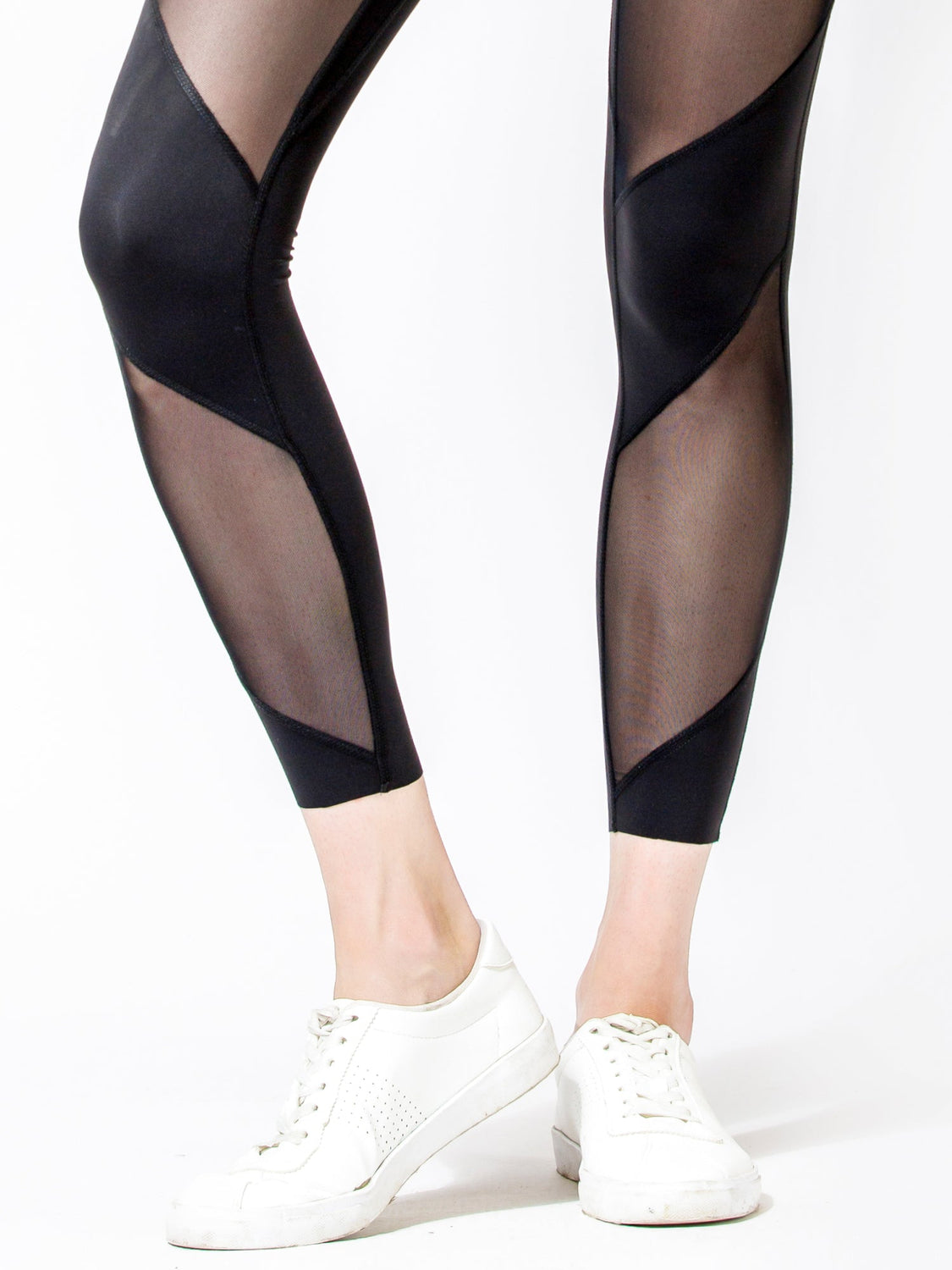 NUDE FRONT MESH ANKLE CROPS, BLACK