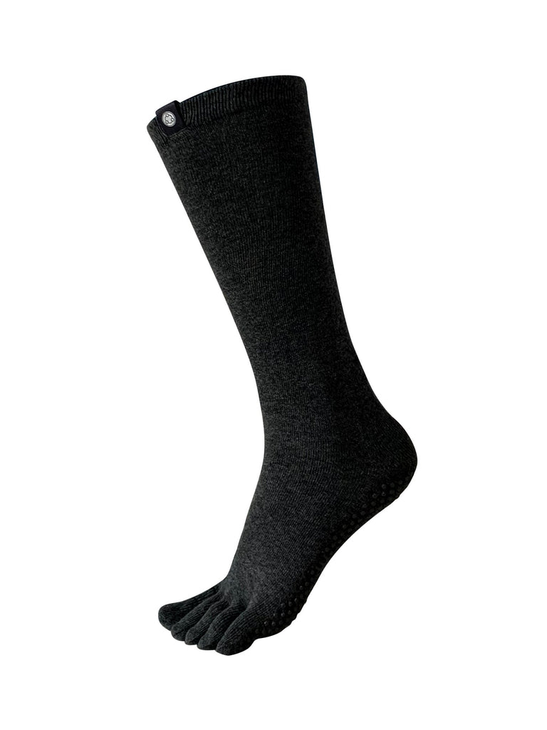 KNEE HIGH FULL TOE YOGA SOCKS, BLACK