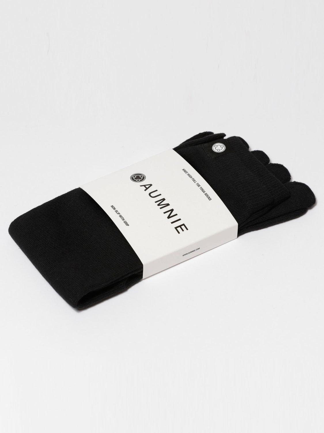 KNEE HIGH FULL TOE YOGA SOCKS, BLACK