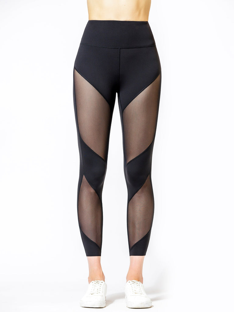NUDE FRONT MESH ANKLE CROPS, BLACK