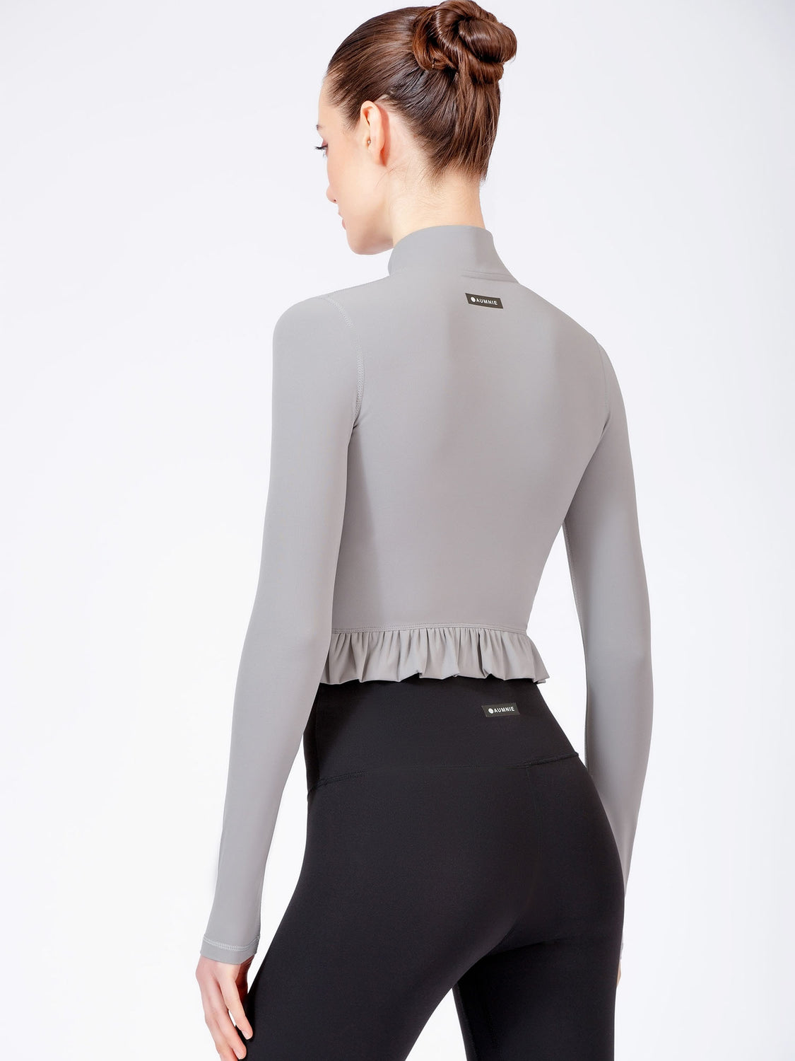 CROPPED RUFFLES JACKET, LUNAR GREY