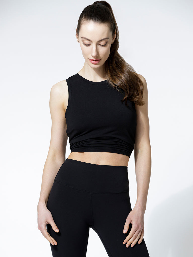 TIE BACK TRAINING TANK, BLACK