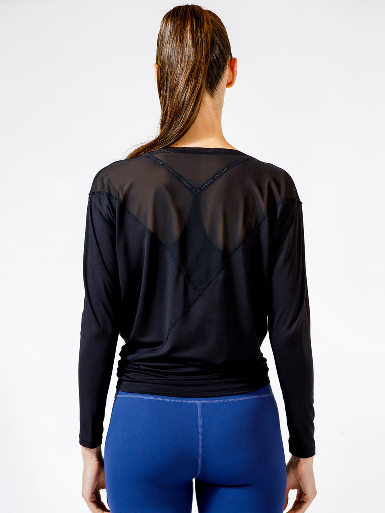 MESH BACK RELAXED TEE, BLACK/BLACK MESH
