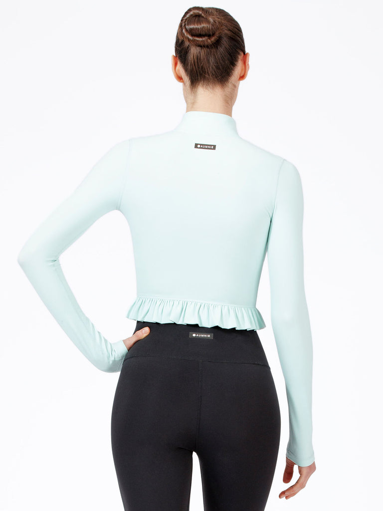 CROPPED RUFFLES JACKET, HONEYDEW