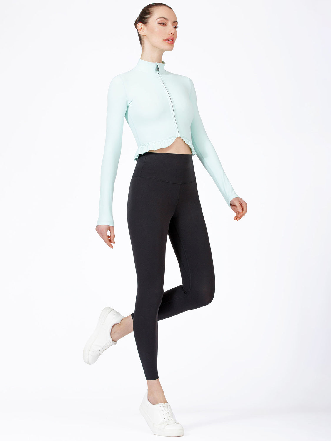 CROPPED RUFFLES JACKET, HONEYDEW