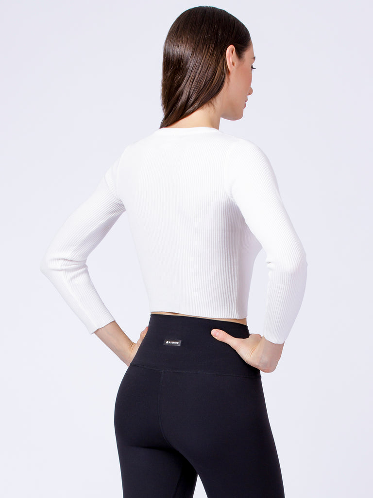 CROPPED HENLEY TEE, WHITE