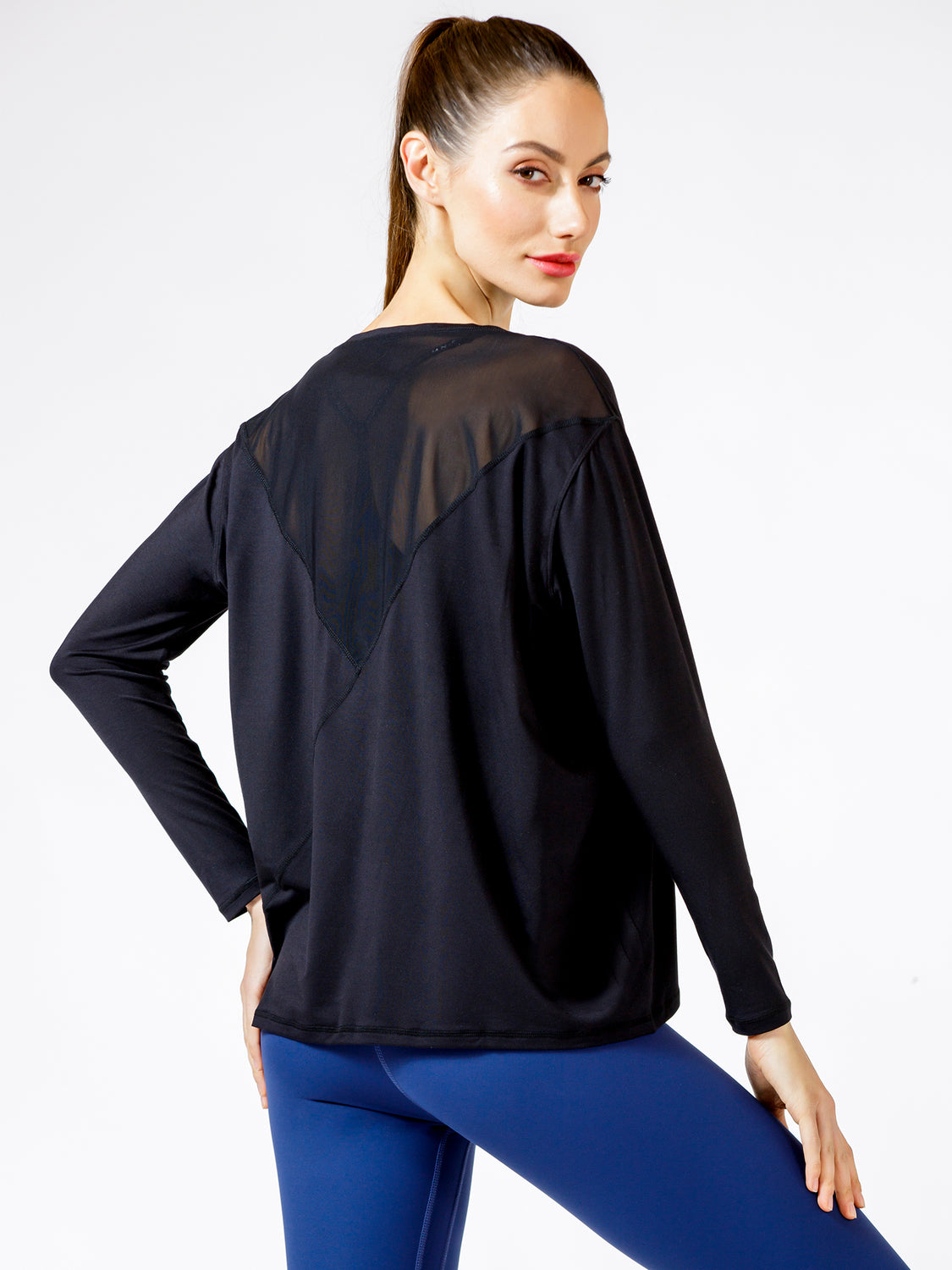 MESH BACK RELAXED TEE, BLACK/BLACK MESH