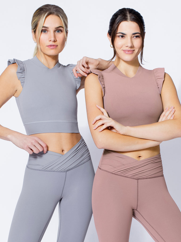 RUFFLED PURE TANK, LUNAR GREY