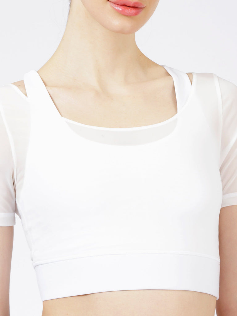 UNITY MESH CROPPED TOP, WHITE/WHITE MESH