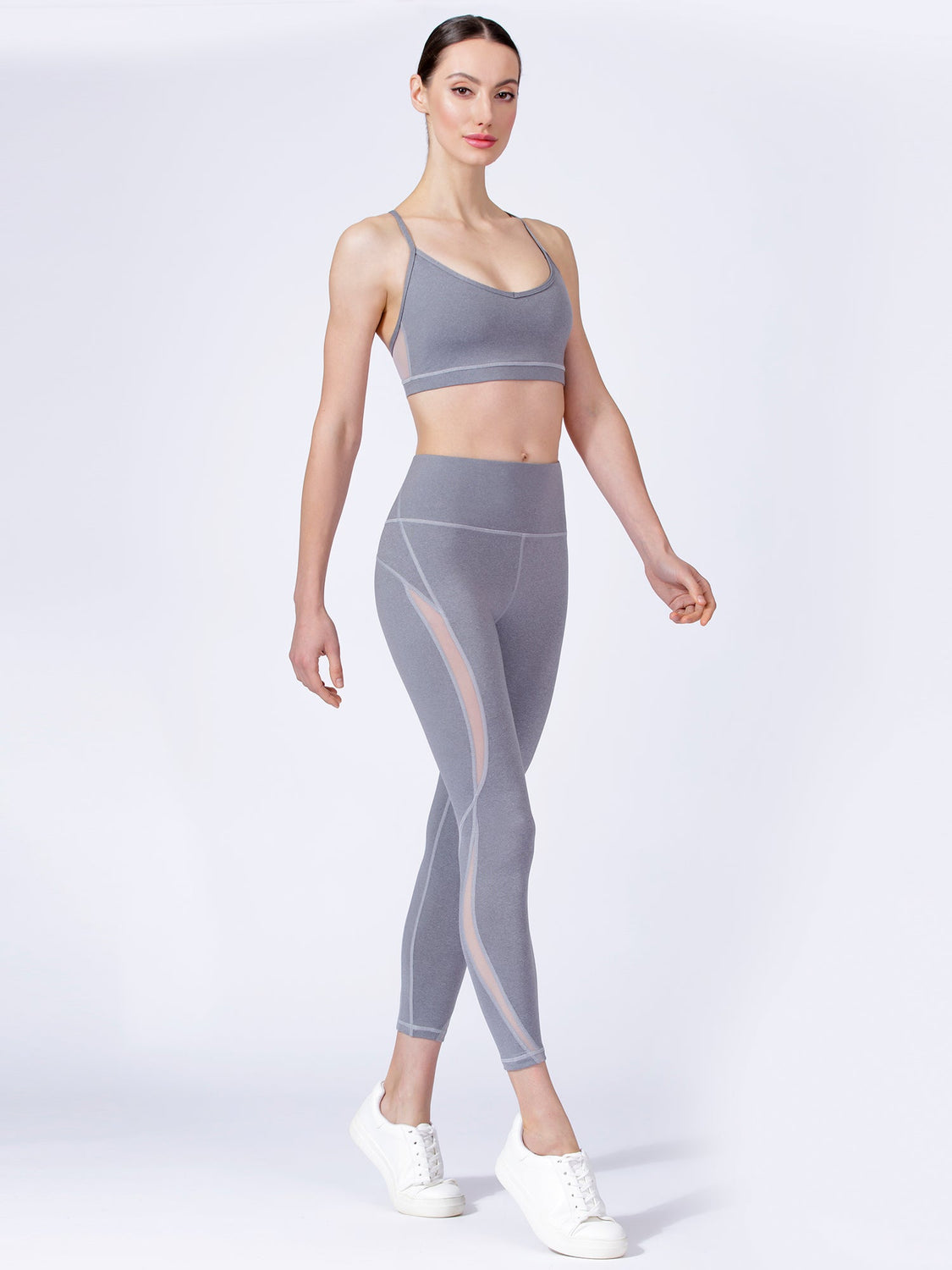 VERTICAL MESH BRA, LIGHT HEATHER GREY