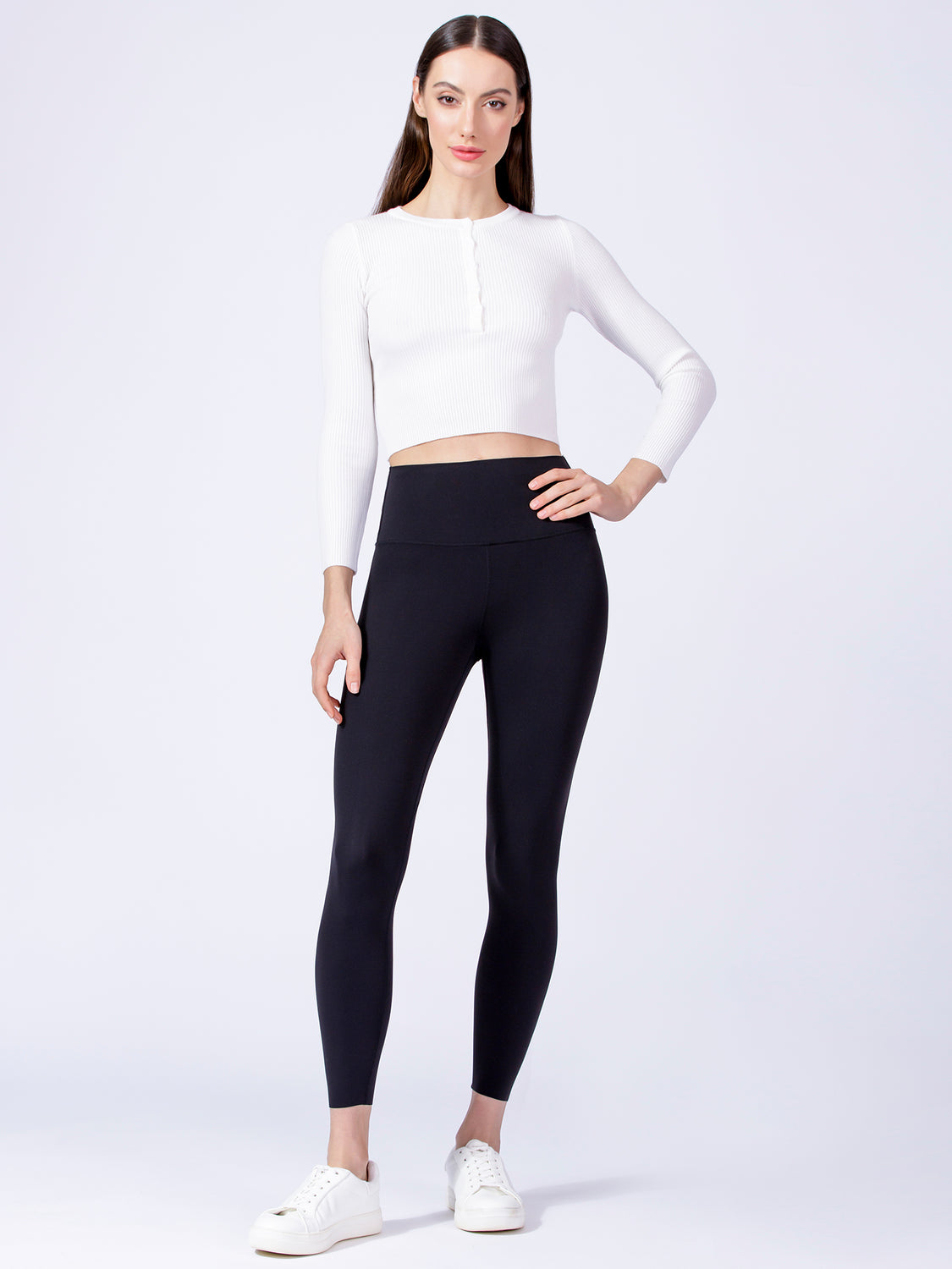 CROPPED HENLEY TEE, WHITE
