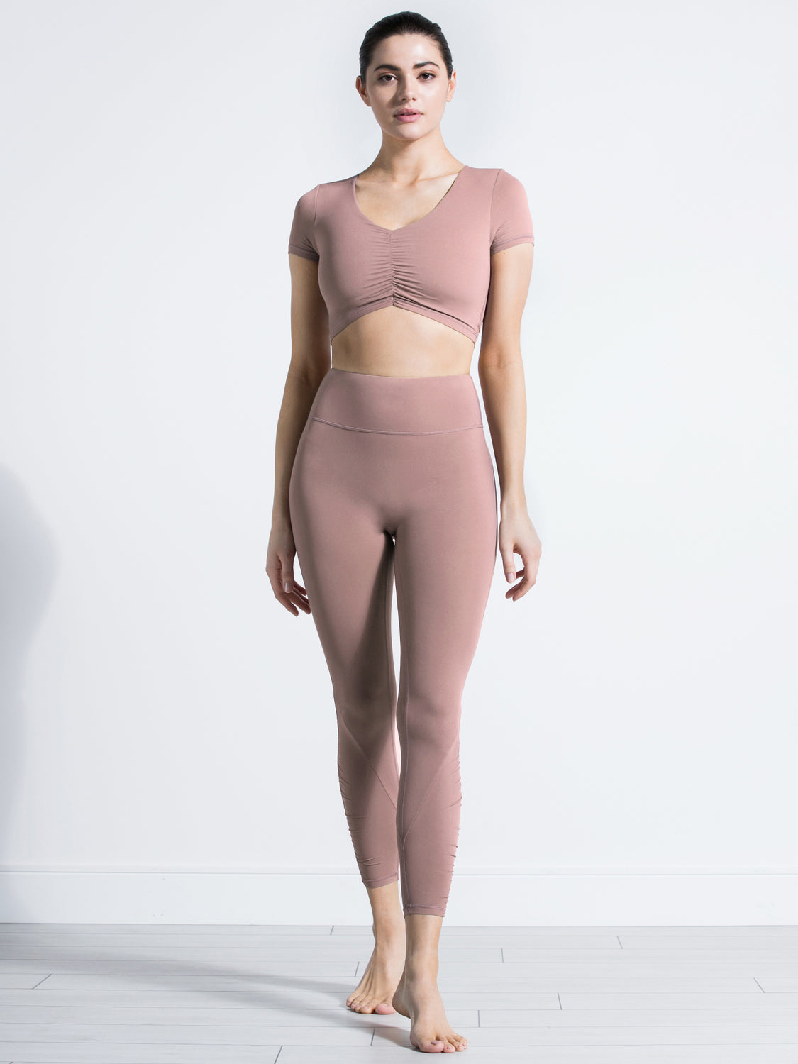 RUCHED NUDE PANTS, ASH MAUVE
