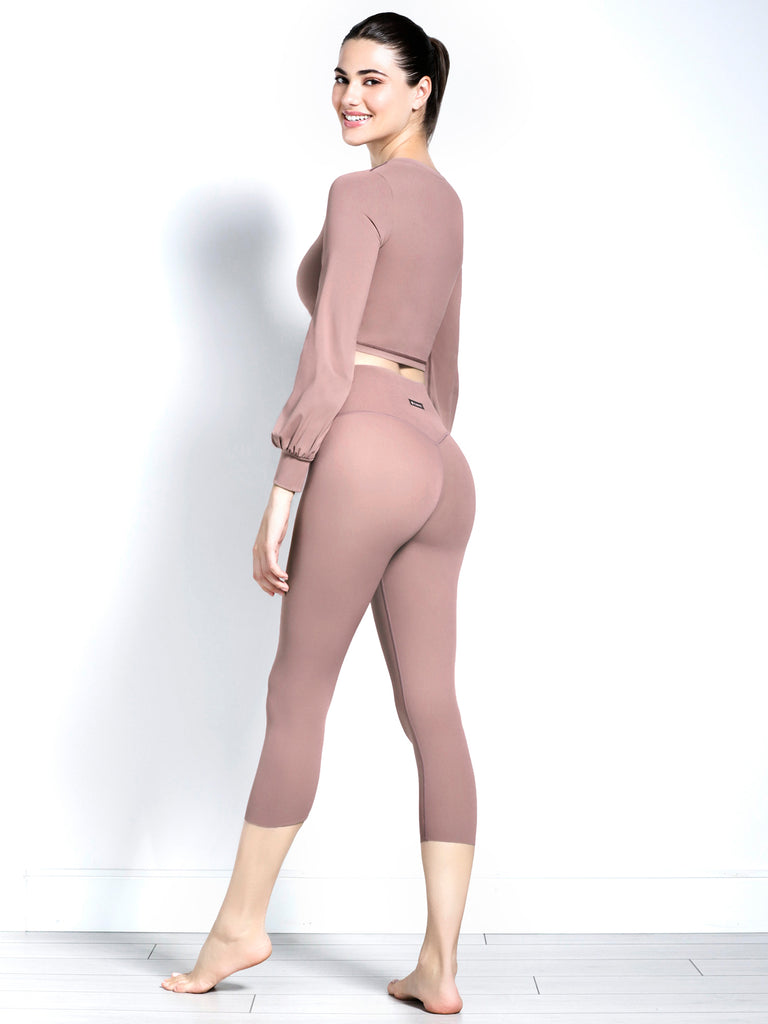 PUFF SLEEVE CROPPED TOP, ASH MAUVE