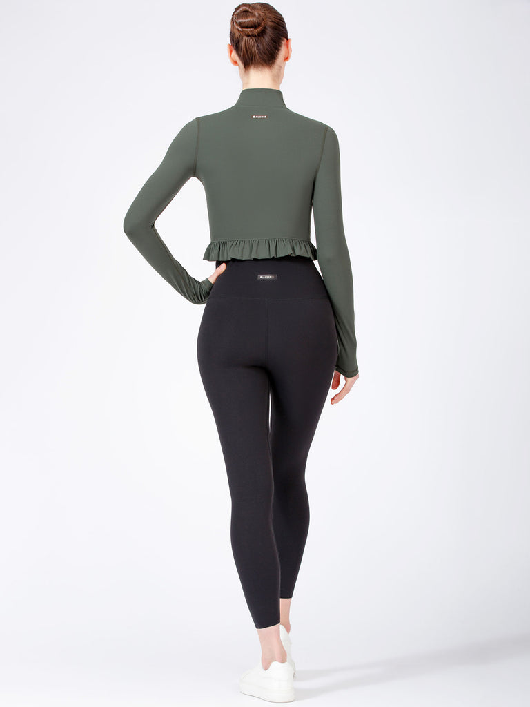 CROPPED RUFFLES JACKET, DEEP FOREST