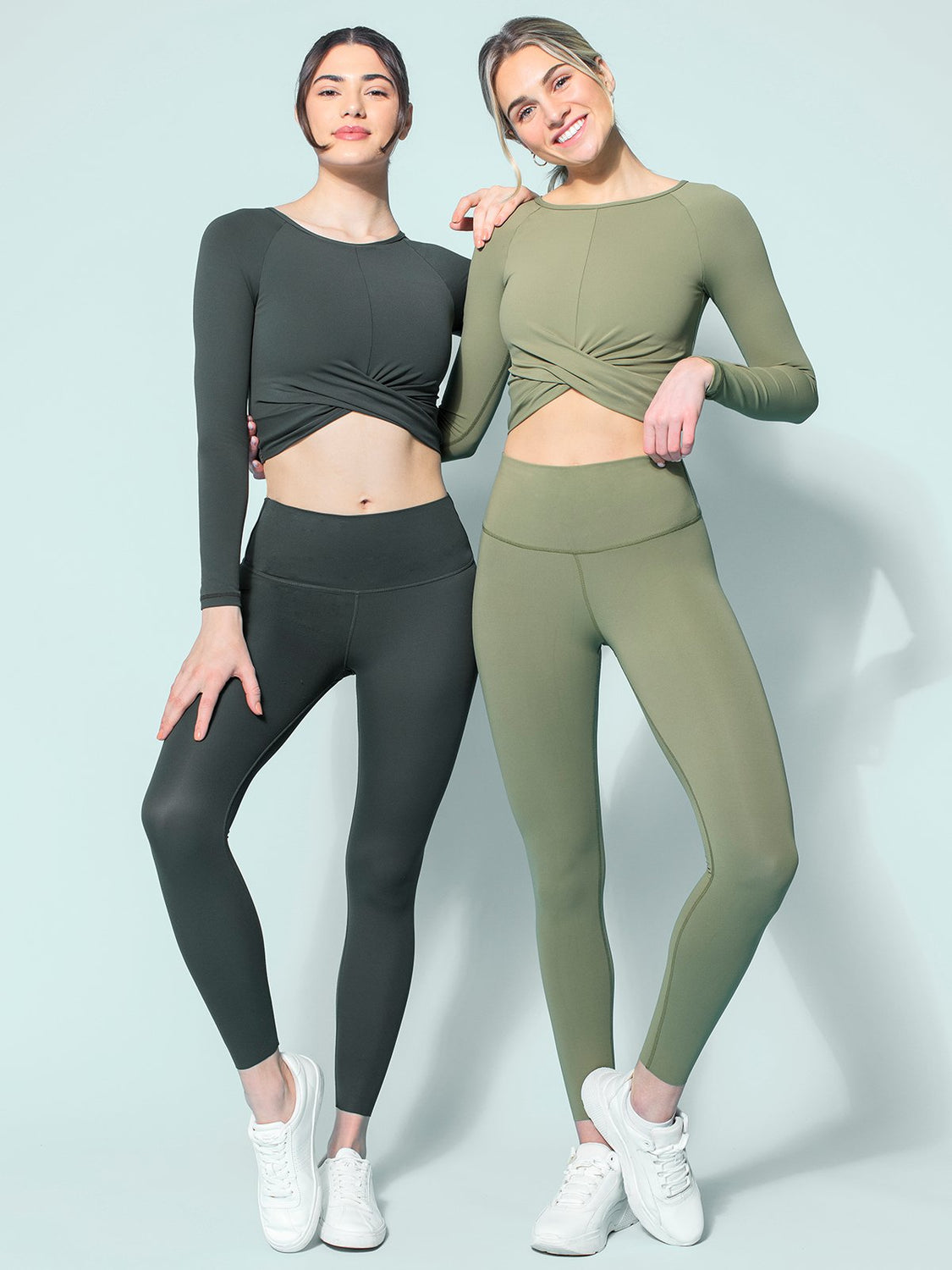 NUDE FRONT WRAP LONG SLEEVE TEE, SAGE