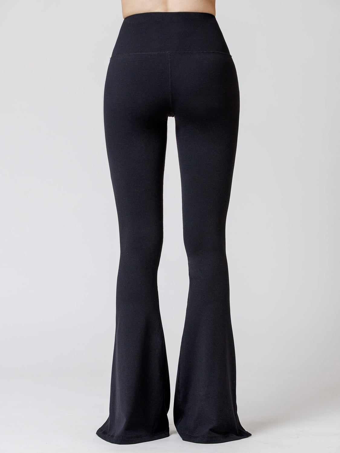 SIDE SLIT HIGH WAIST FLARE PANTS, BLACK