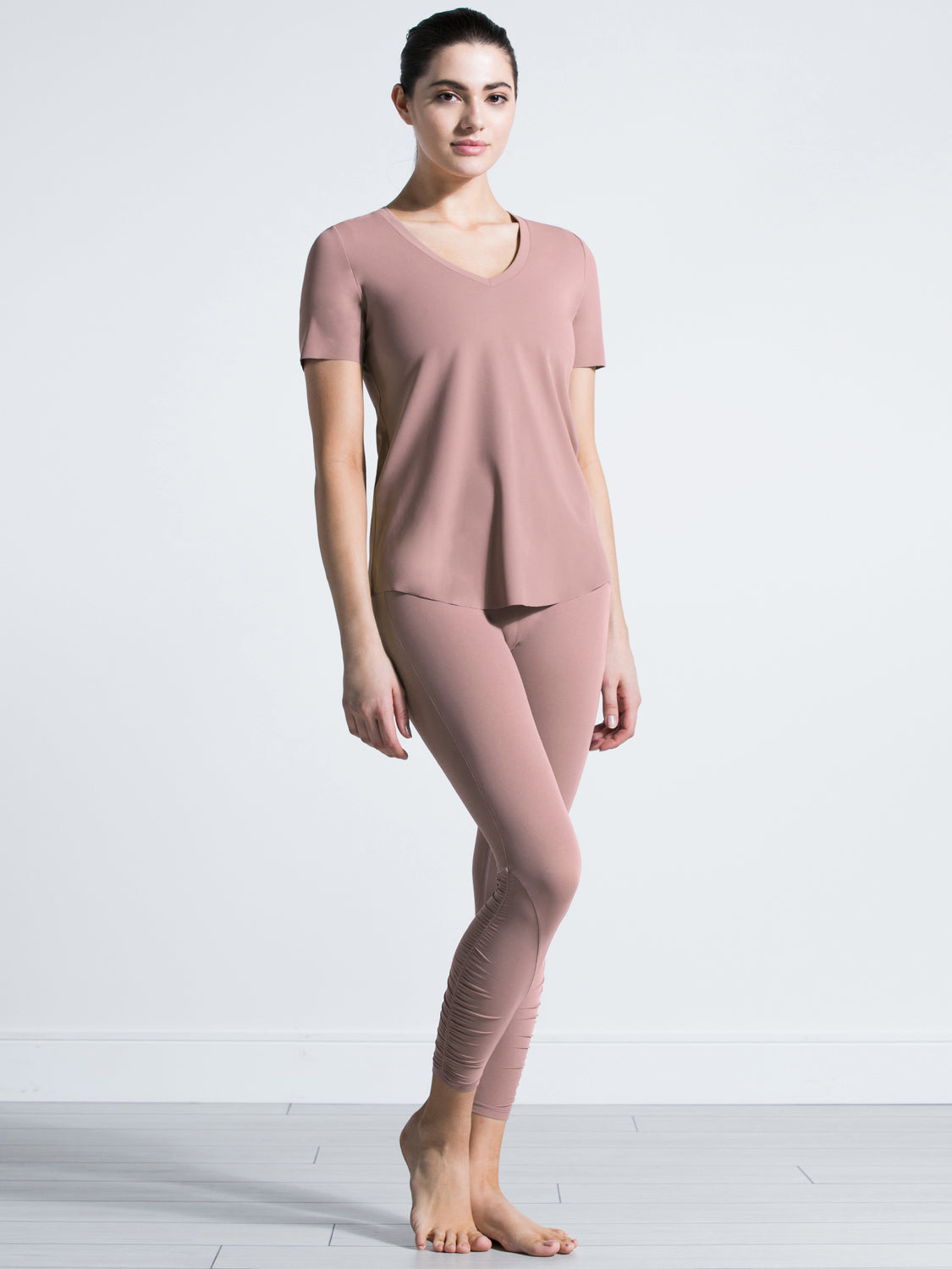 RUCHED NUDE PANTS, ASH MAUVE