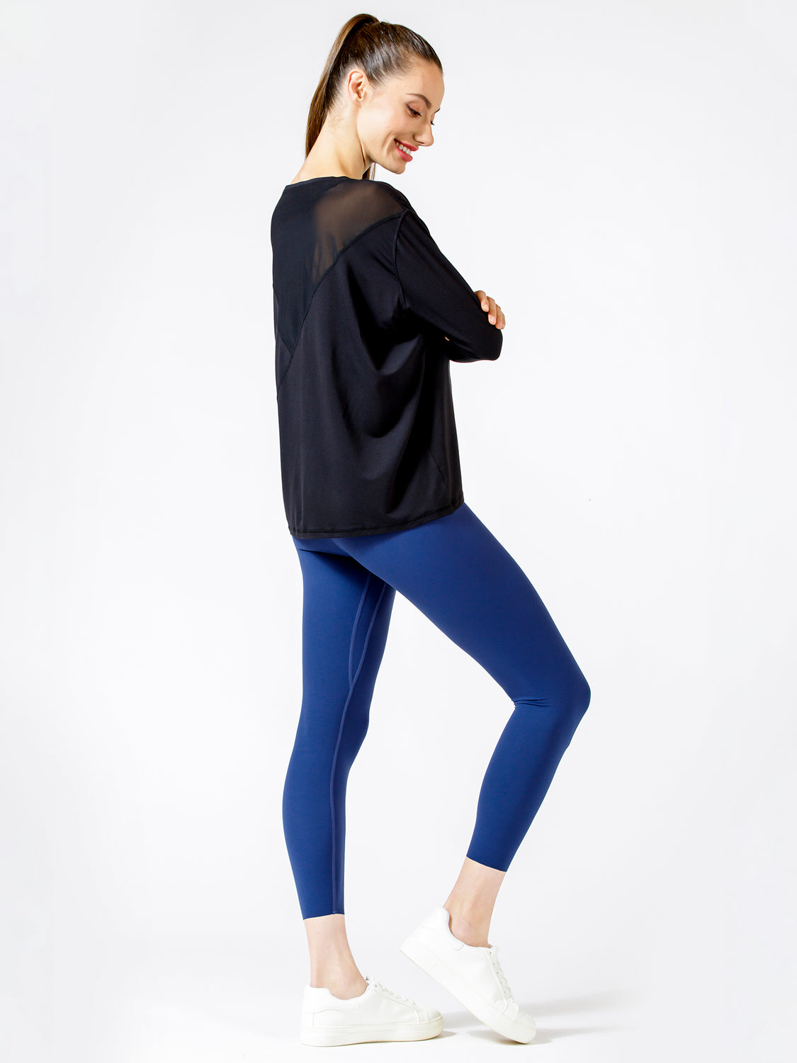 MESH BACK RELAXED TEE, BLACK/BLACK MESH
