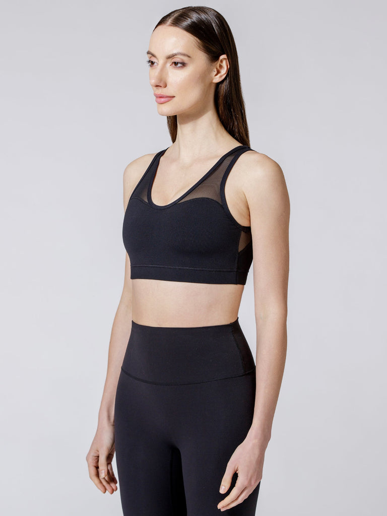 DEMURE MESH BRA, BLACK/BLACK MESH