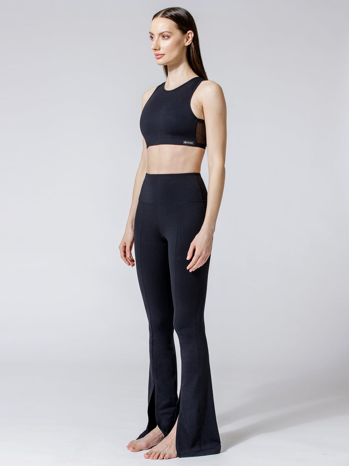 DIVINE FRONT SPLIT FLARE PANTS, BLACK