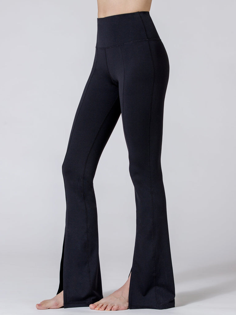 DIVINE FRONT SPLIT FLARE PANTS, BLACK