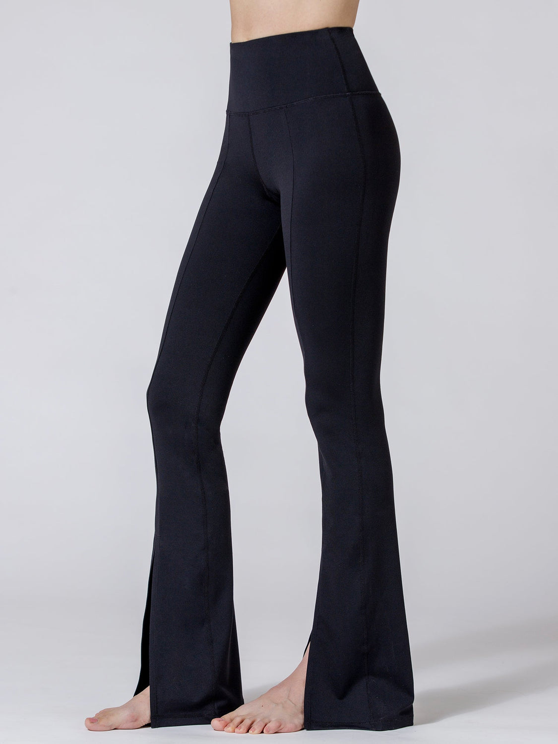 DIVINE FRONT SPLIT FLARE PANTS, BLACK