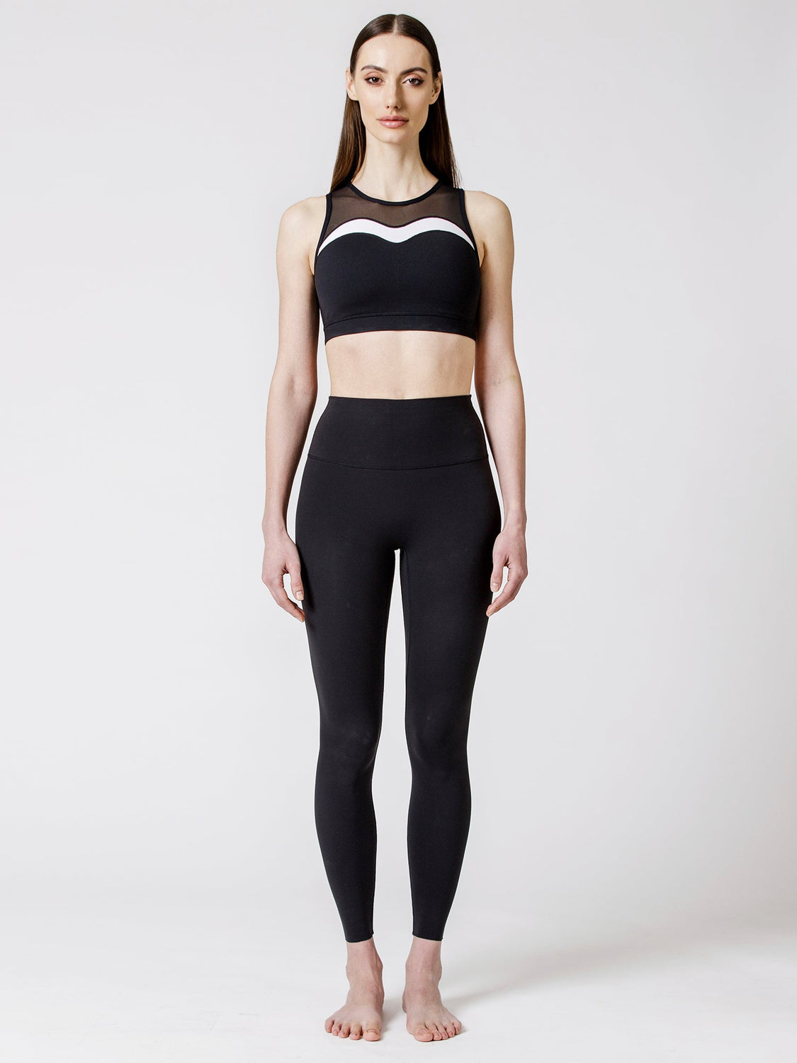 COMPOSITION BRA, BLACK/WHITE/BLACK MESH