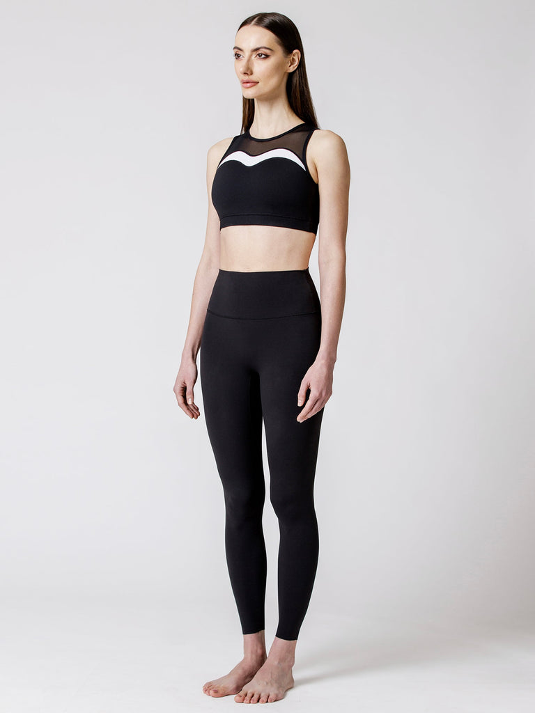 COMPOSITION BRA, BLACK/WHITE/BLACK MESH