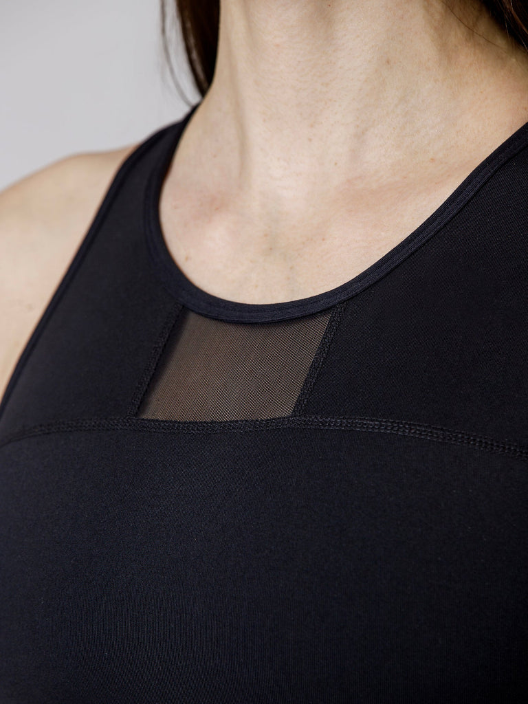ABSTRACT BRA, BLACK/BLACK MESH