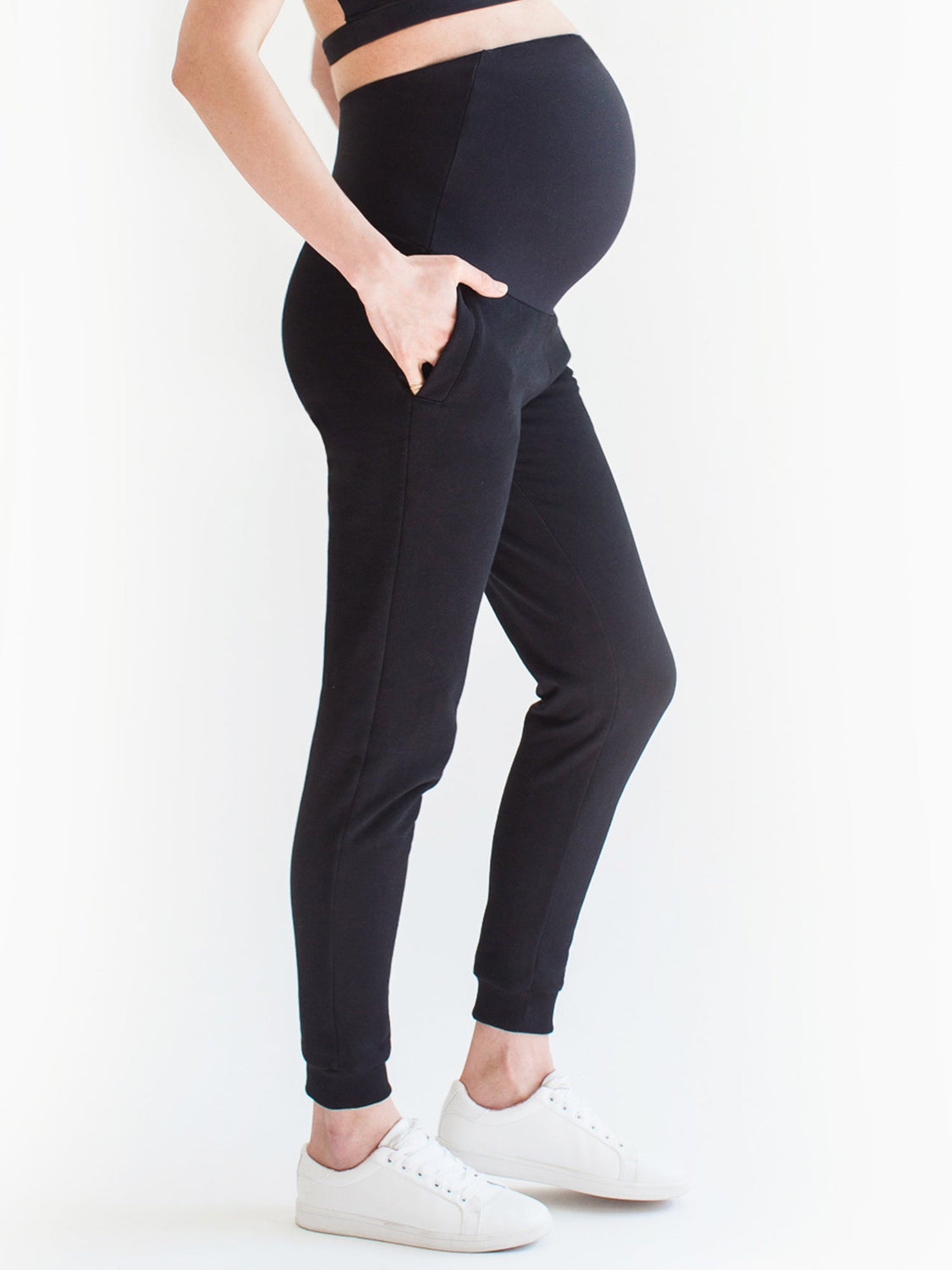 OVER THE BUMP MATERNITY SWEATPANTS, BLACK