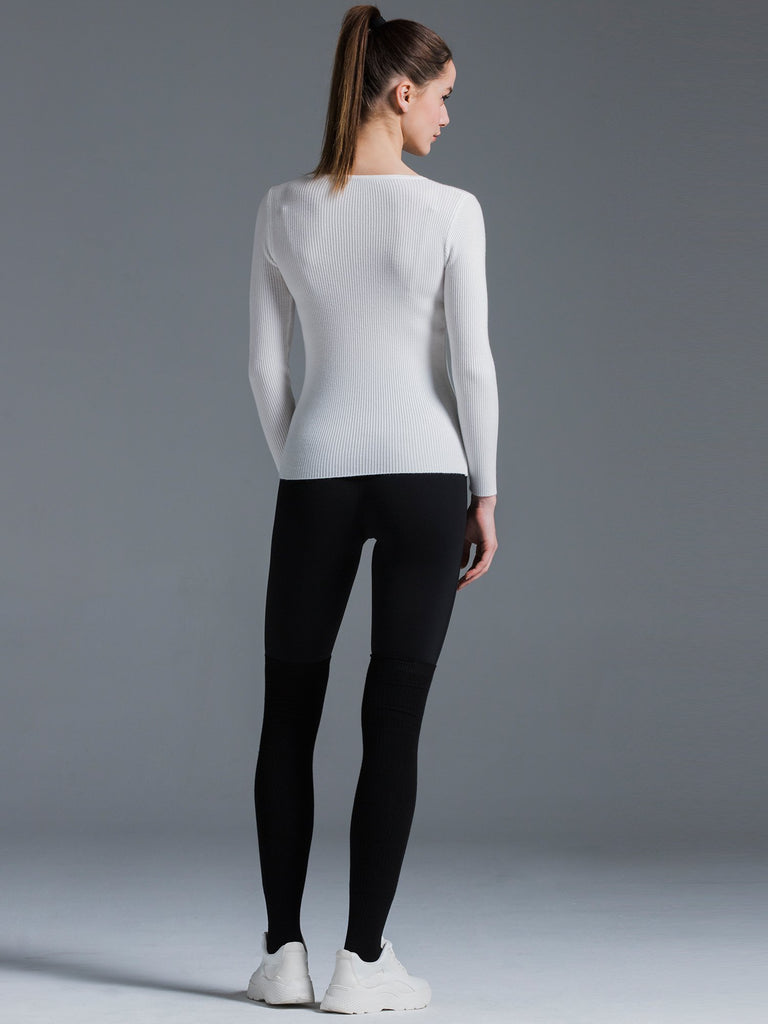 RIBBED HENLEY TEE, WHITE