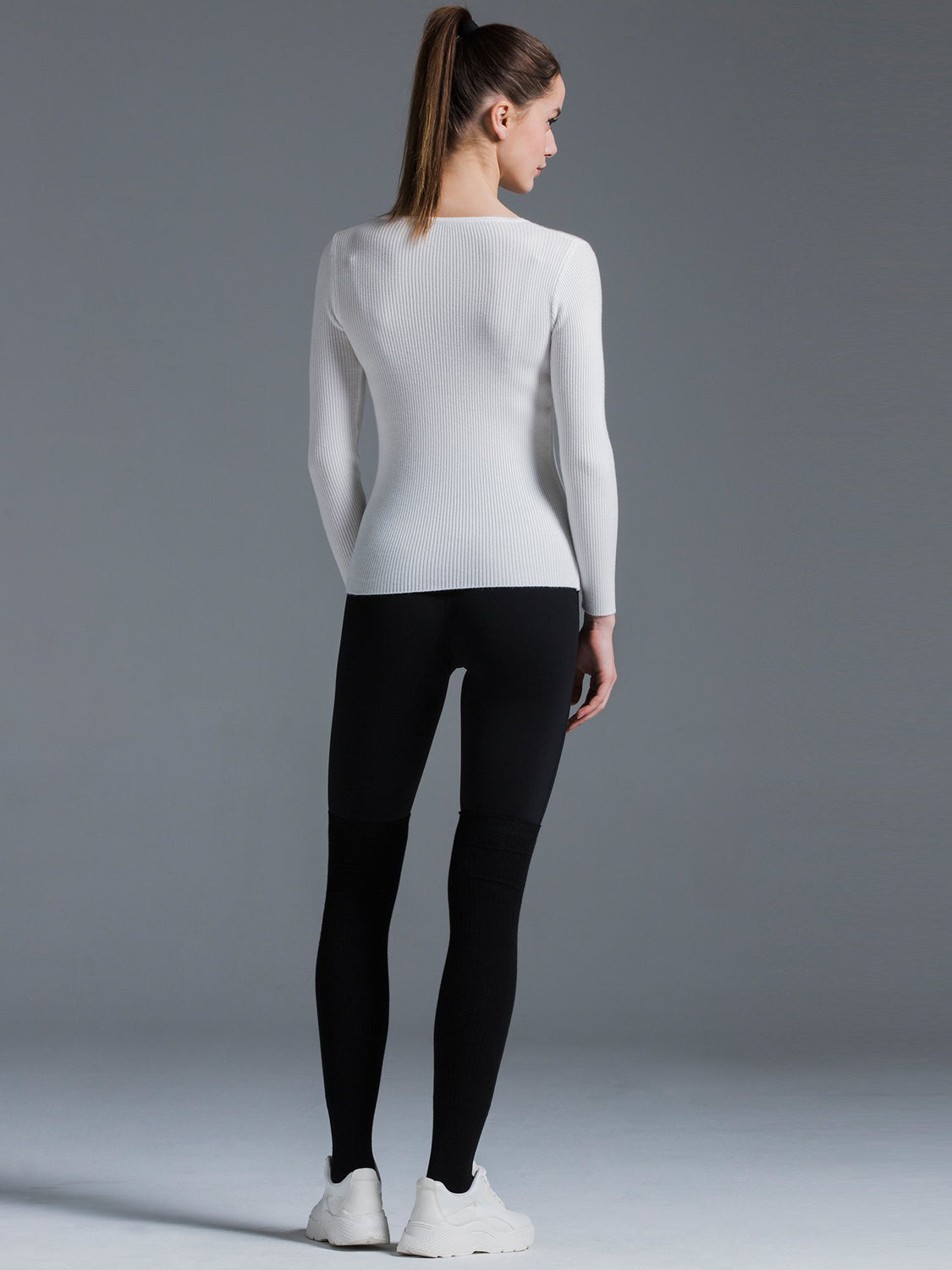 RIBBED HENLEY TEE, WHITE