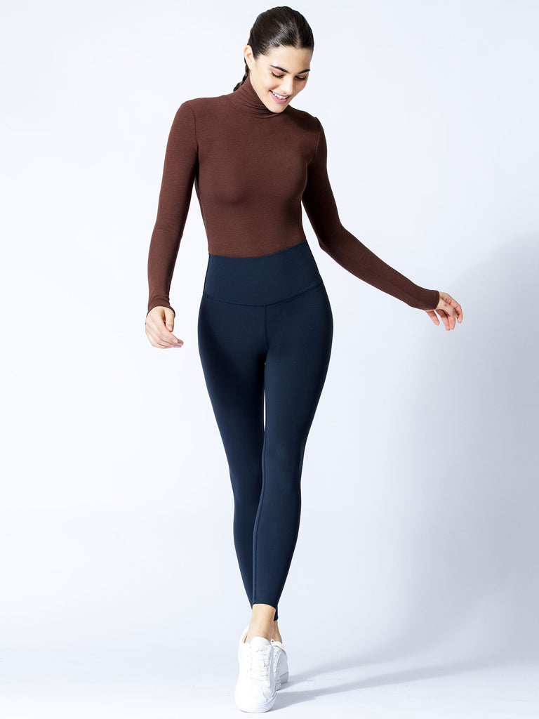 TURTLENECK BODYSUIT, DEEP BROWN
