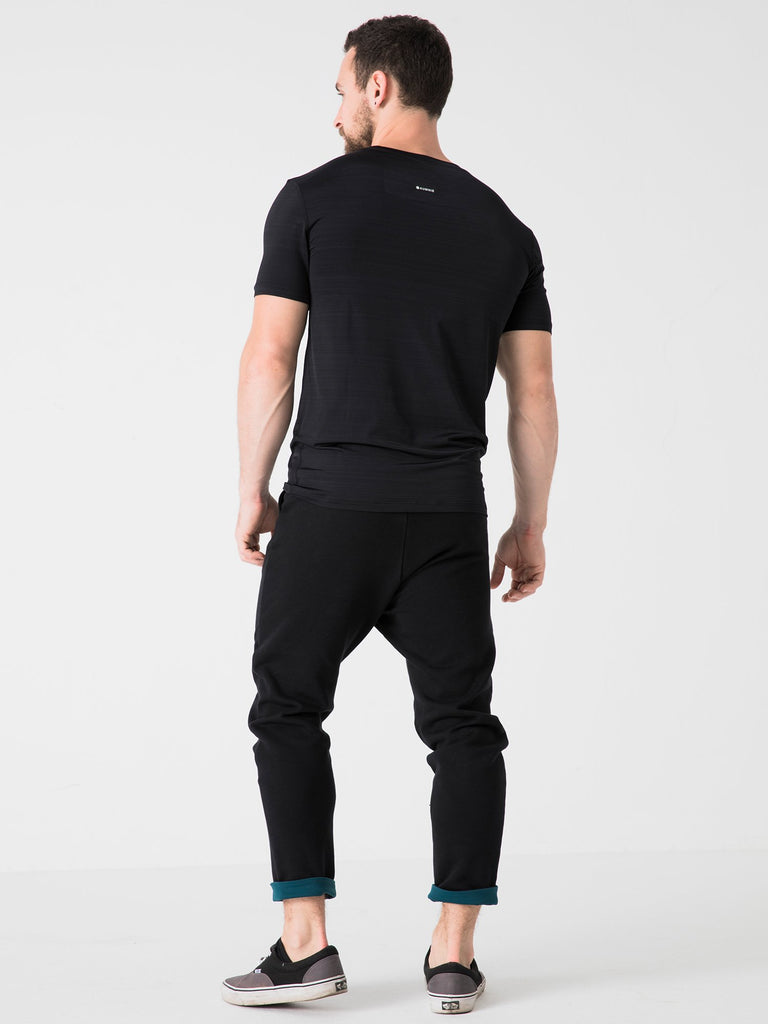 LOW RISE CUFF PANTS, BLACK