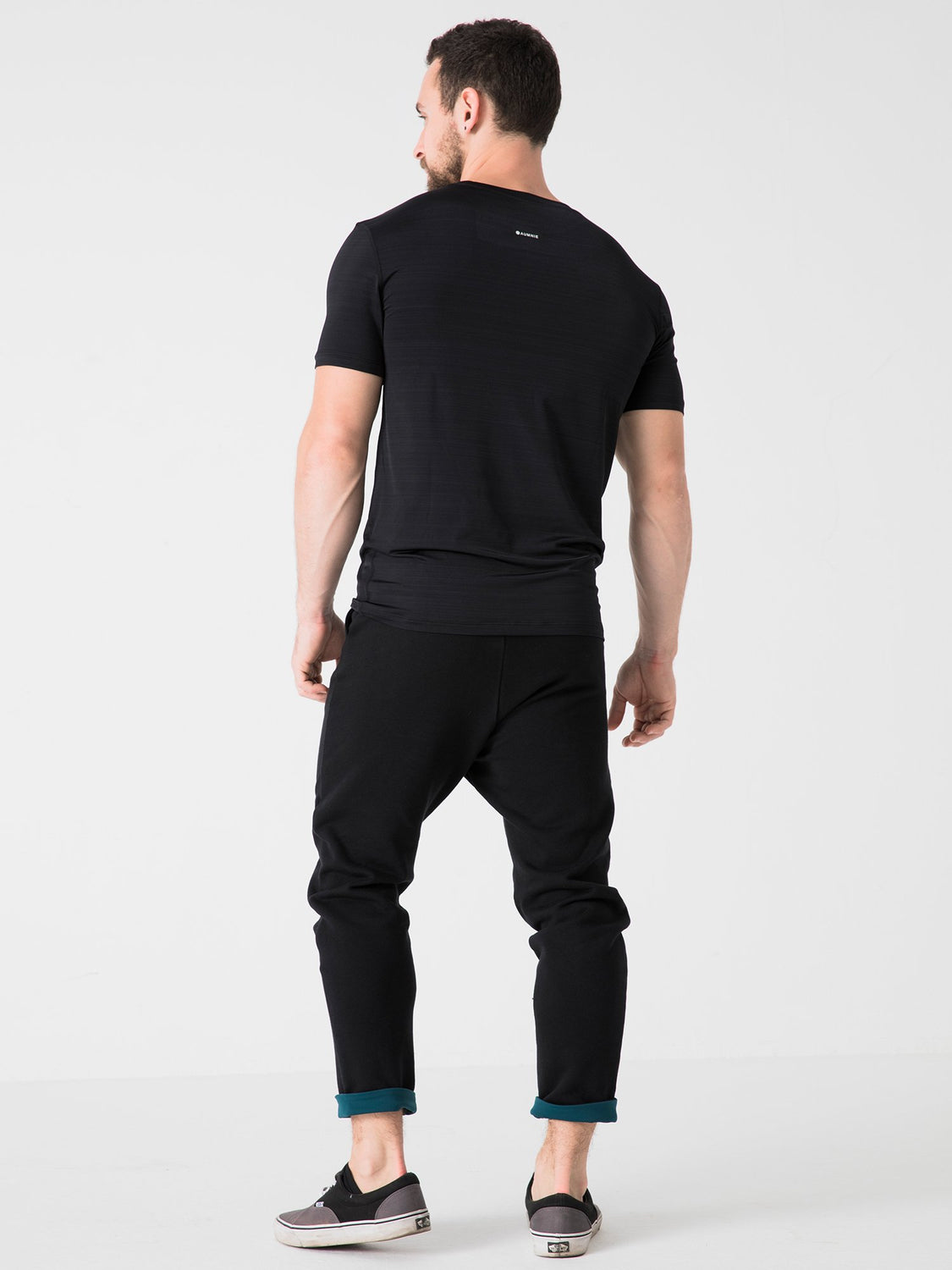 LOW RISE CUFF PANTS, BLACK