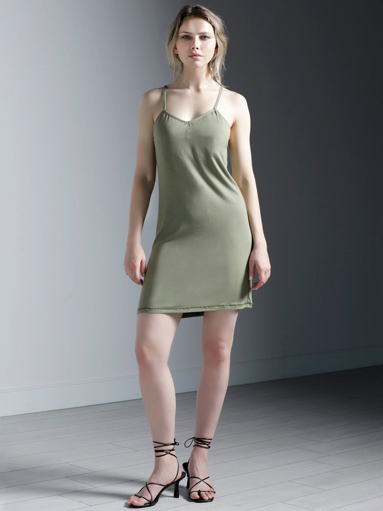 AUMNIE ATHLETIC MINI SLIP DRESS, SAGE MODAL