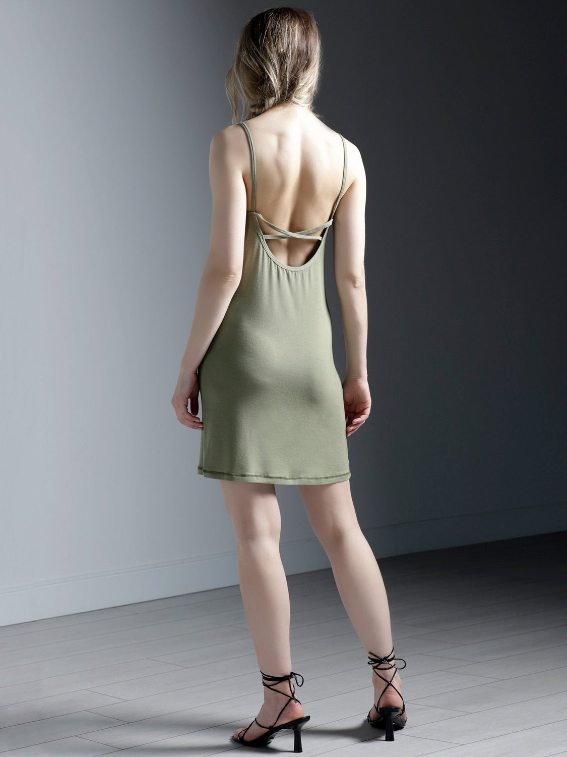 AUMNIE ATHLETIC MINI SLIP DRESS, SAGE MODAL