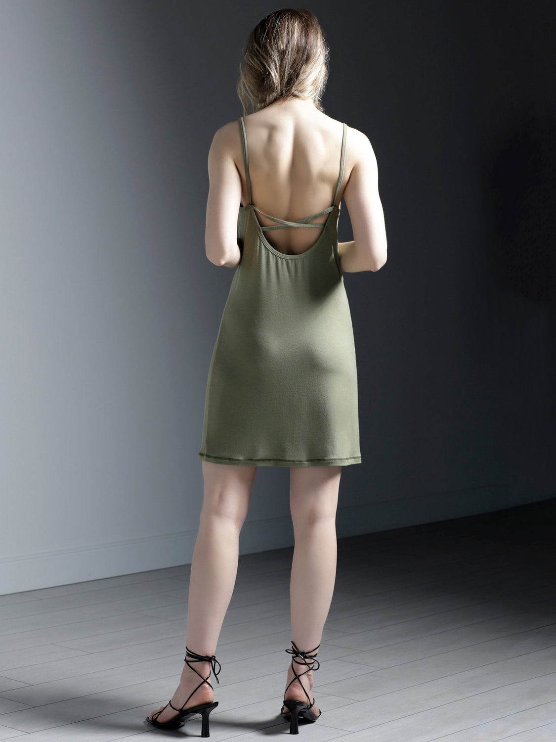 AUMNIE ATHLETIC MINI SLIP DRESS, SAGE MODAL