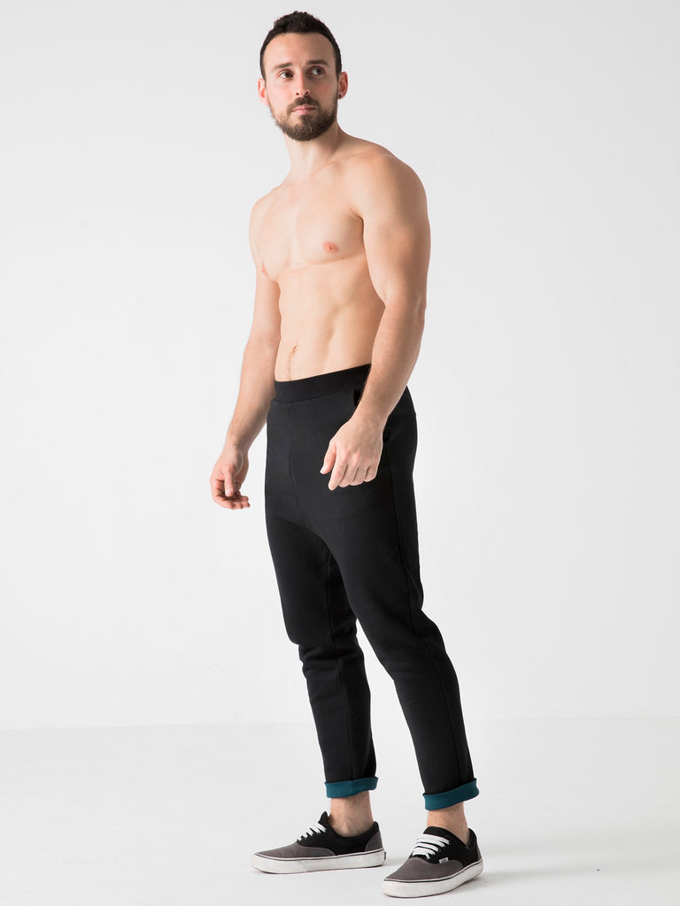 LOW RISE CUFF PANTS, BLACK
