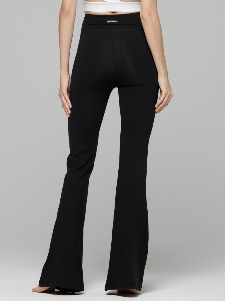 HIGH WAIST FLARE PANTS, BLACK