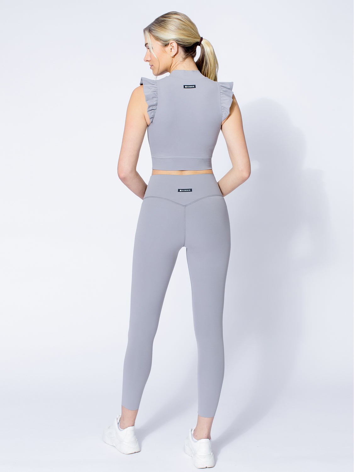 RUFFLED PURE TANK, LUNAR GREY