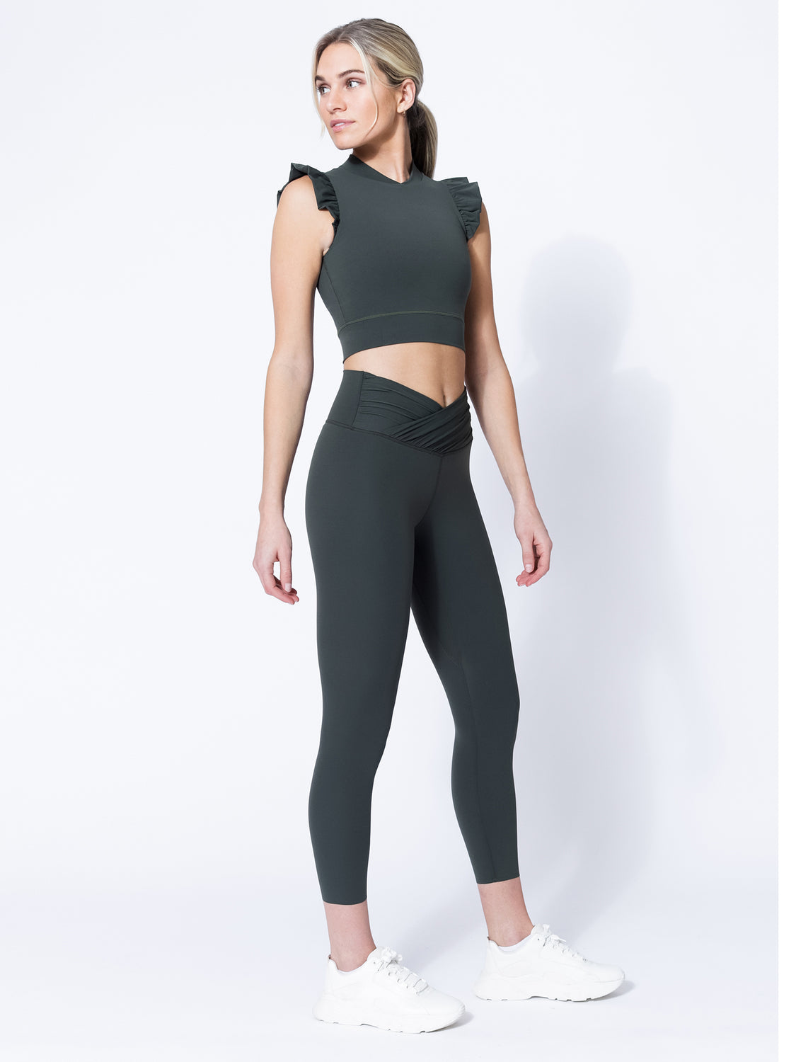 RUFFLED PURE TANK, DEEP FOREST