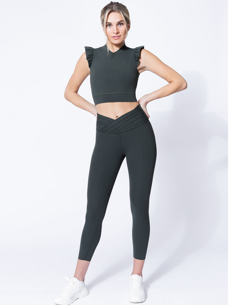 RUFFLED PURE TANK, DEEP FOREST